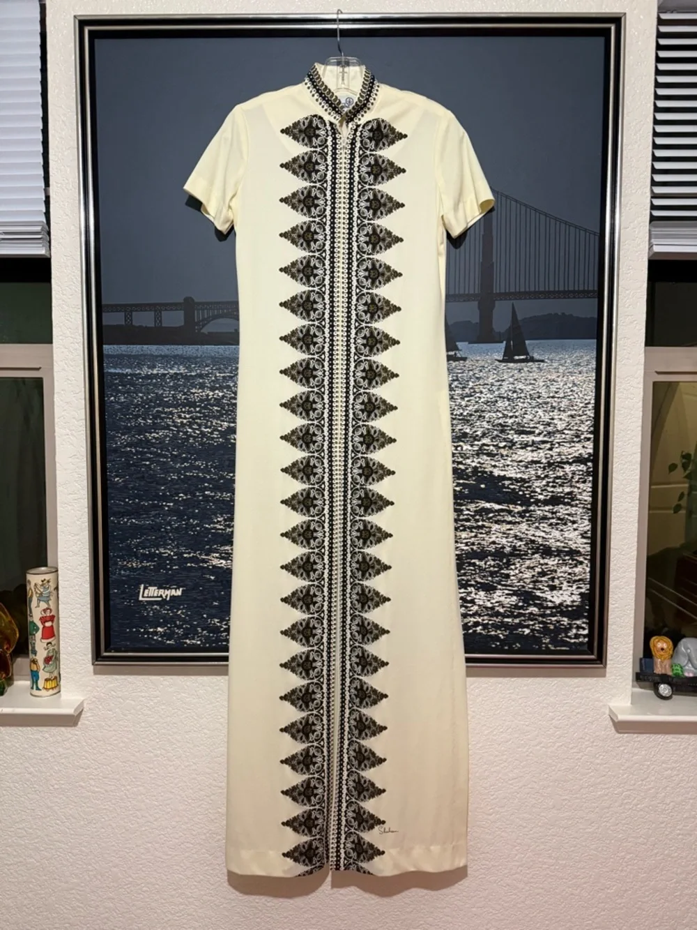 RARE 1970s Alfred Shaheen Signed Cheongsam Maxi Dress - Picture 7 of 14